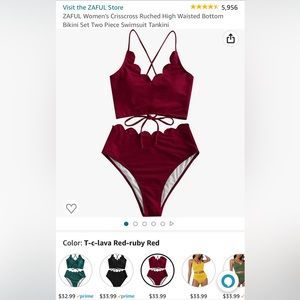 NWT women’s large two-piece red swimsuit